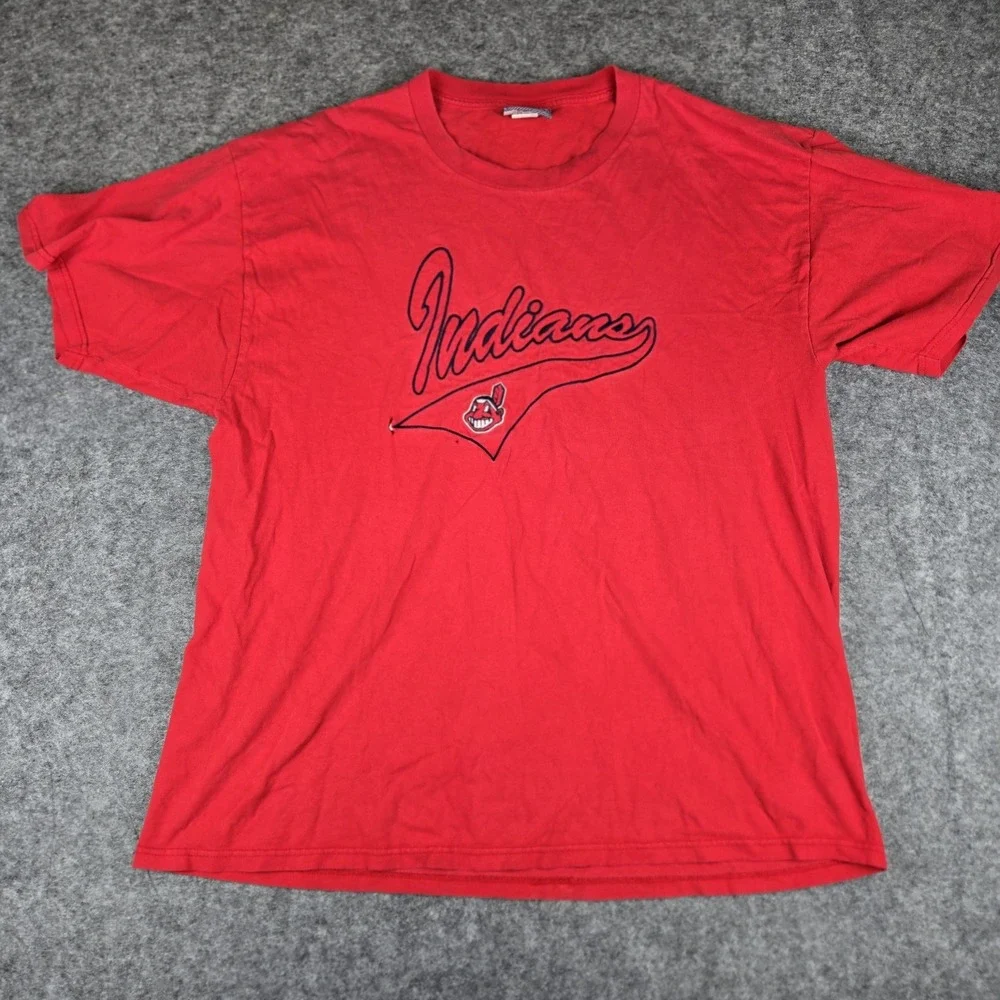Vintage Cleveland Indians Cursive T-Shirt Sz XXL Lee Sport‎ Made In USA VTG Flaw